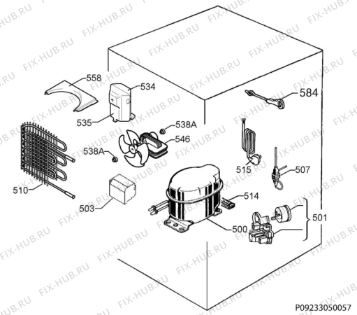 Взрыв-схема холодильника Electrolux ERY1201FOV - Схема узла Cooling system 017